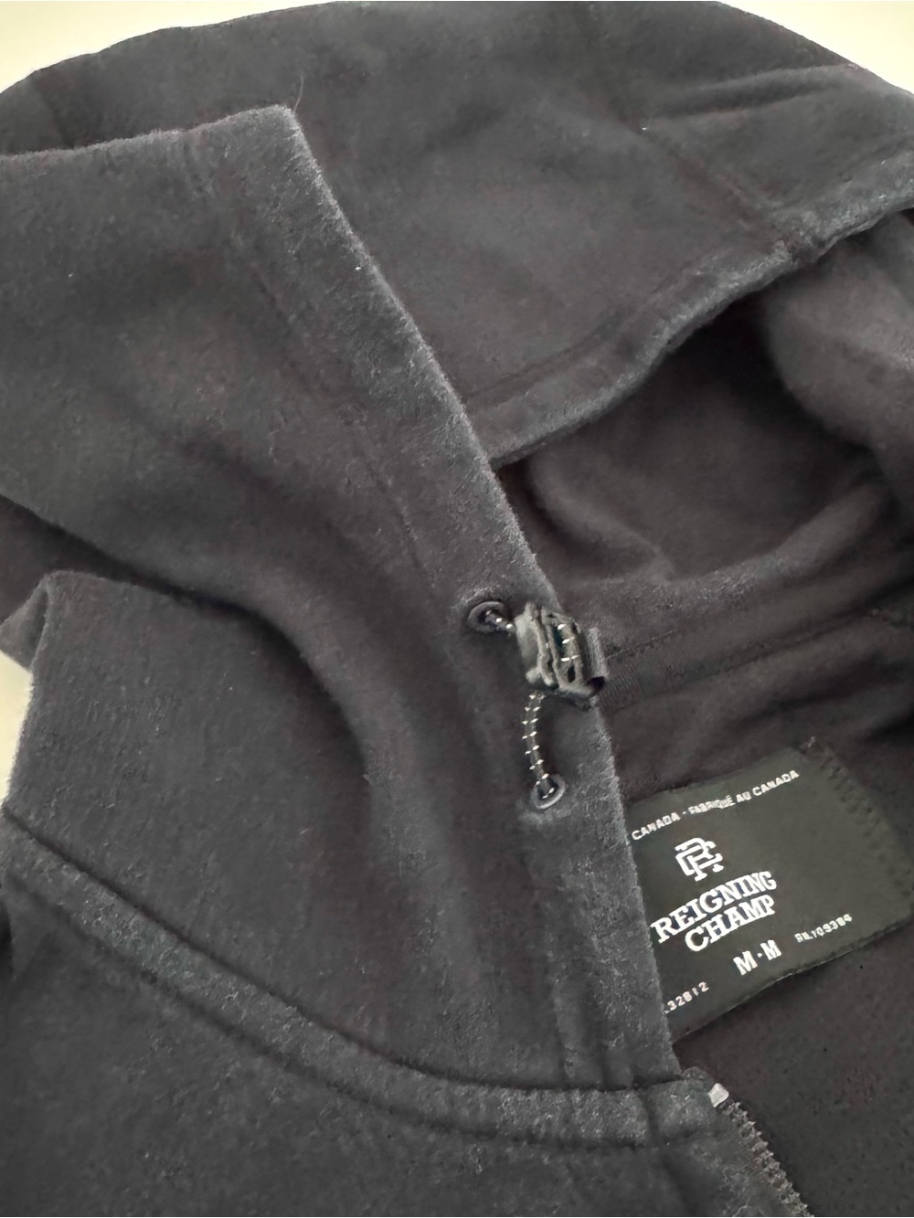 Reigning Champ Full Zip Cotton Hoodie In Dark Navy - Size M - Made In Canada - Picture 7 of 8